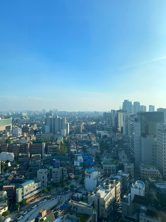 Bangkok cityscape with blue sky background,Thailand,Asia