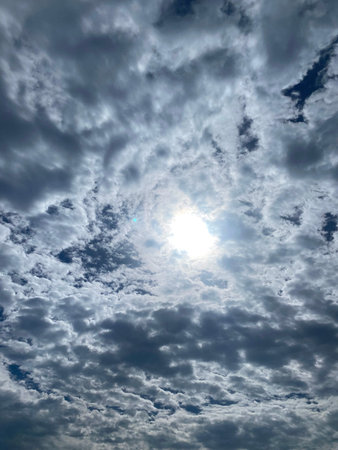 clouds and sun in the blue sky, beautiful photo digital picture