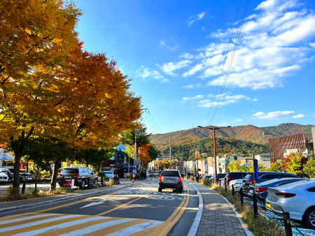 Hakone town in autumn.の写真素材