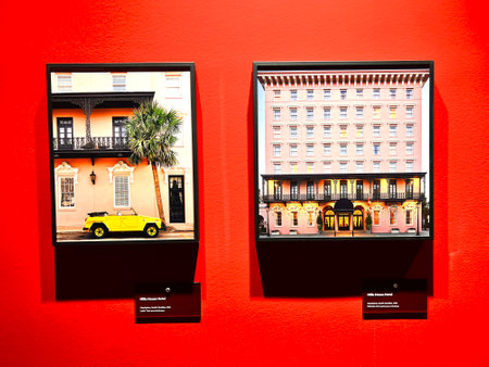 Facade of a restaurant in Cartagena, Colombiaの写真素材
