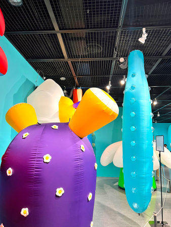 Colorful inflatable balloons in a children's playroom, Thailand.の写真素材