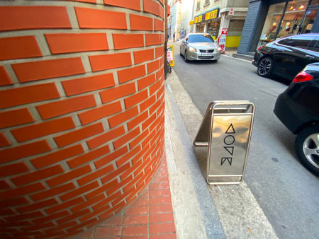Sign on the street in the city of Milan in Italy in Europeの写真素材