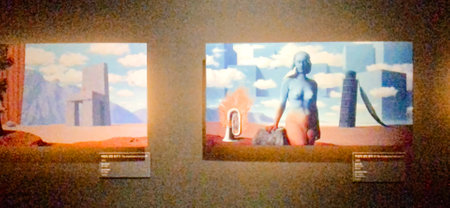 Digital painting of a woman on the background of a lake and buildingsの写真素材