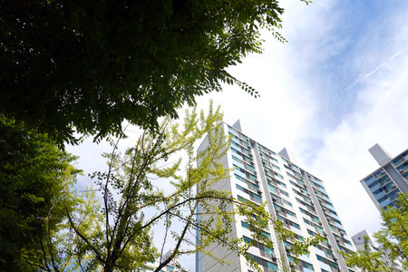 High rise buildings and green trees in Shenzhen, China, Asia