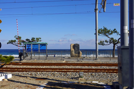 Railway station on the coast of the Black Sea, Sochi, Russiaの写真素材