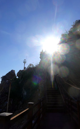 Staircase to the top of Mount Ai-Petri, Crimeaの写真素材