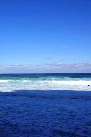 Caribbean sea and blue sky, Playa del Carmen, Mexicoの写真素材