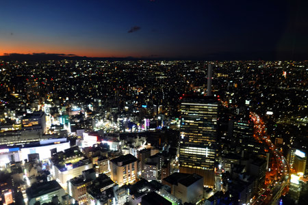 Tokyo skyline at night, Japan. Tokyo is the capital of Japan.の写真素材