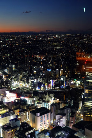 Tokyo cityscape at night, Japan. Tokyo is the capital of Japan.の写真素材
