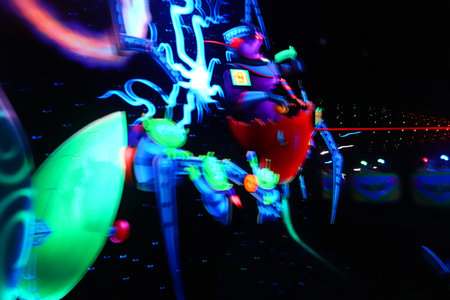 abstract background of the colored lights in the dark, close up