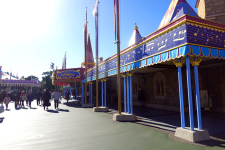 Tourists and theme park visitors in Melbourne, Australiaの写真素材