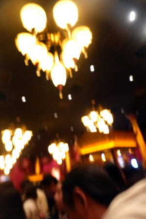Abstract background of people in a restaurant. Intentional motion blurの写真素材