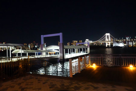 The Bridge of Peace in San Francisco at night, California, USAの写真素材