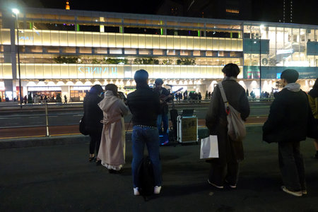 Hong Kong International Airport at night.の写真素材