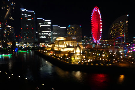 Night view of Yokohama, Japan. Yokohama is the capital of Japan.の写真素材