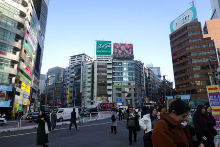 Unidentified people visit Akihabara district in Tokyo, Japan. Akihabara is a major shopping street in Tokyo.の写真素材