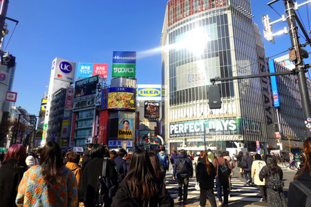 People visit Akihabara district in Tokyo, Japan. Akihabara is a major shopping street in Tokyo.の写真素材
