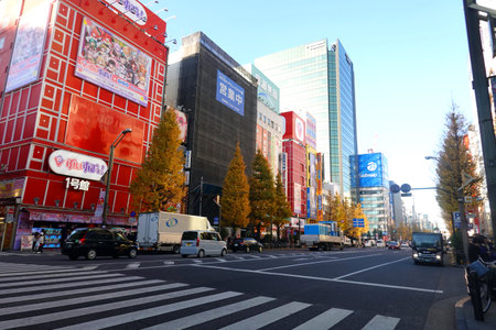 Akihabara district in Tokyo, Japan. Akihabara is one of the main shopping districts of Tokyo.の写真素材