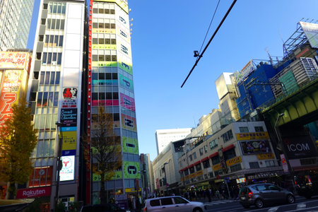 Akihabara district in Tokyo, Japan. Akihabara is a major commercial district of Tokyo.の写真素材