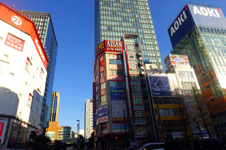 Akihabara district in Tokyo, Japan. Akihabara is a major shopping district in Tokyo.の写真素材