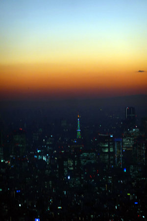 Beautiful sunset in the city of Seoul, South Korea. Beautiful landscape.の写真素材