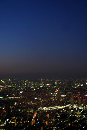 Night view of Seoul city, South Korea. Blurred background.の写真素材