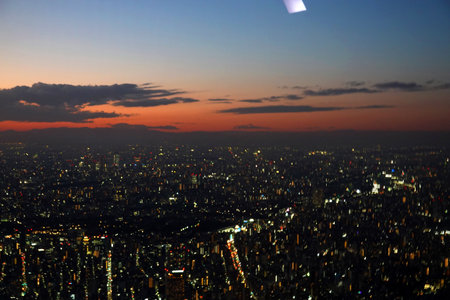 Night view of Seoul, South Korea from a bird's eye view.の写真素材
