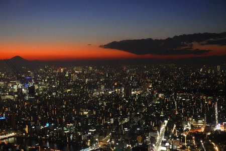 Seoul city at sunset, South Korea. Seoul is the capital and largest city of South Korea.の写真素材