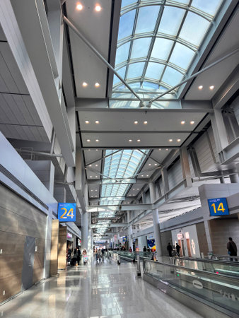 interior of Hong Kong International Airport. Hong Kong International Airport is the main airport in Hong Kong.の写真素材