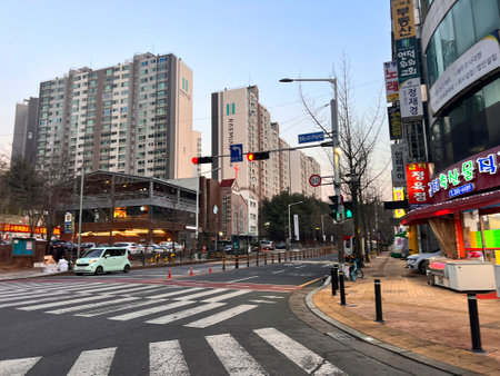 Street view in Seoul, South Koreaの写真素材