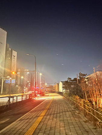 the light trails on the street in shanghai china.