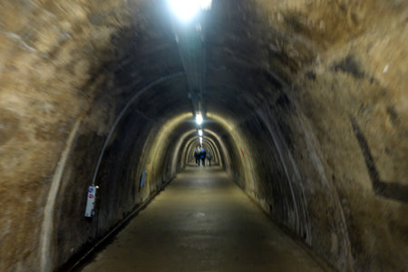 Tunnel in the city of Prague, Czech Republic. Blurred motion.の写真素材
