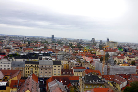 Panoramic view of the old town of Tallinn, Estoniaの写真素材