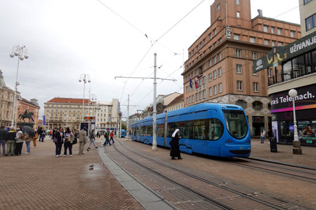 Tram in Lisbon, Portugal. Lisbon is the capital and the most populous city of Portugal.の写真素材