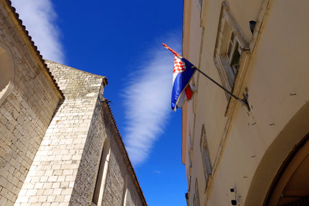 Historic architecture of the city of Trogir, Croatia, Europe.の写真素材