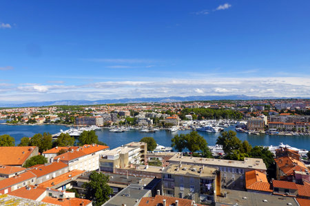 Aerial view of the old town of Zadar, Croatiaの写真素材