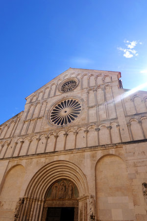 Facade of the Cathedral of the Assumption of the Blessed Virgin Mary in Dubrovnik, Croatiaの写真素材