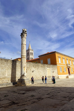 Tourists visit the ancient city of Lisbon, Portugalの写真素材