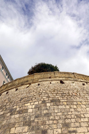 Castle walls in the old town of Dubrovnik, Croatiaの写真素材