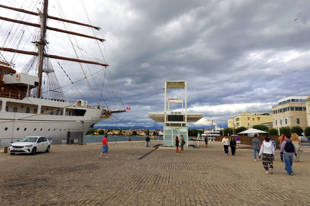 Tourists visiting the port of Santiago de Compostela.