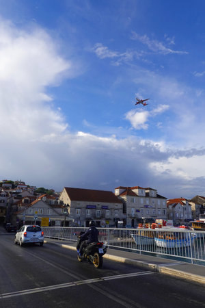 Motorcyclists on the road in Budva, Montenegroのeditorial素材