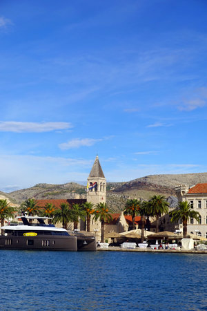 View of the old town of Trogir, Croatia. Trogir is a popular tourist destination in Croatia.の写真素材