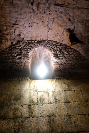 Inside view of a cave in the old city of Jerusalem, Israelの写真素材