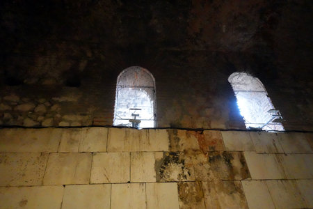 Inside view of the Basilica of the Annunciation in Nazareth, Israelの写真素材