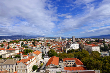 Panoramic view of the old town of Split, Croatia.の写真素材