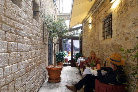 Cafe in Rethymno, Crete, Greece.の写真素材