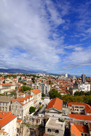 Panoramic view of Old Town of Ljubljana, Sloveniaの写真素材