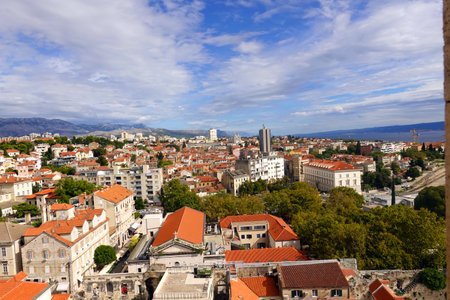 Panoramic view of the old city of Split, Croatia.の写真素材