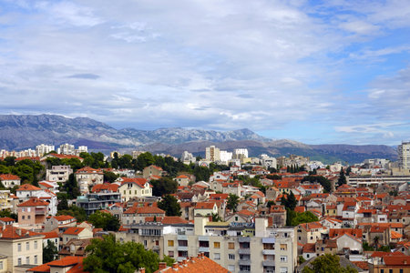 Panoramic view of the city of Piran, Slovenia.の写真素材