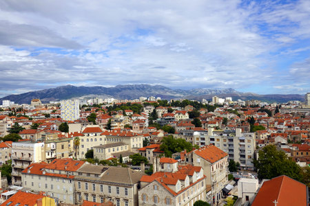 Panoramic view of the old town of Split, Croatia.の写真素材